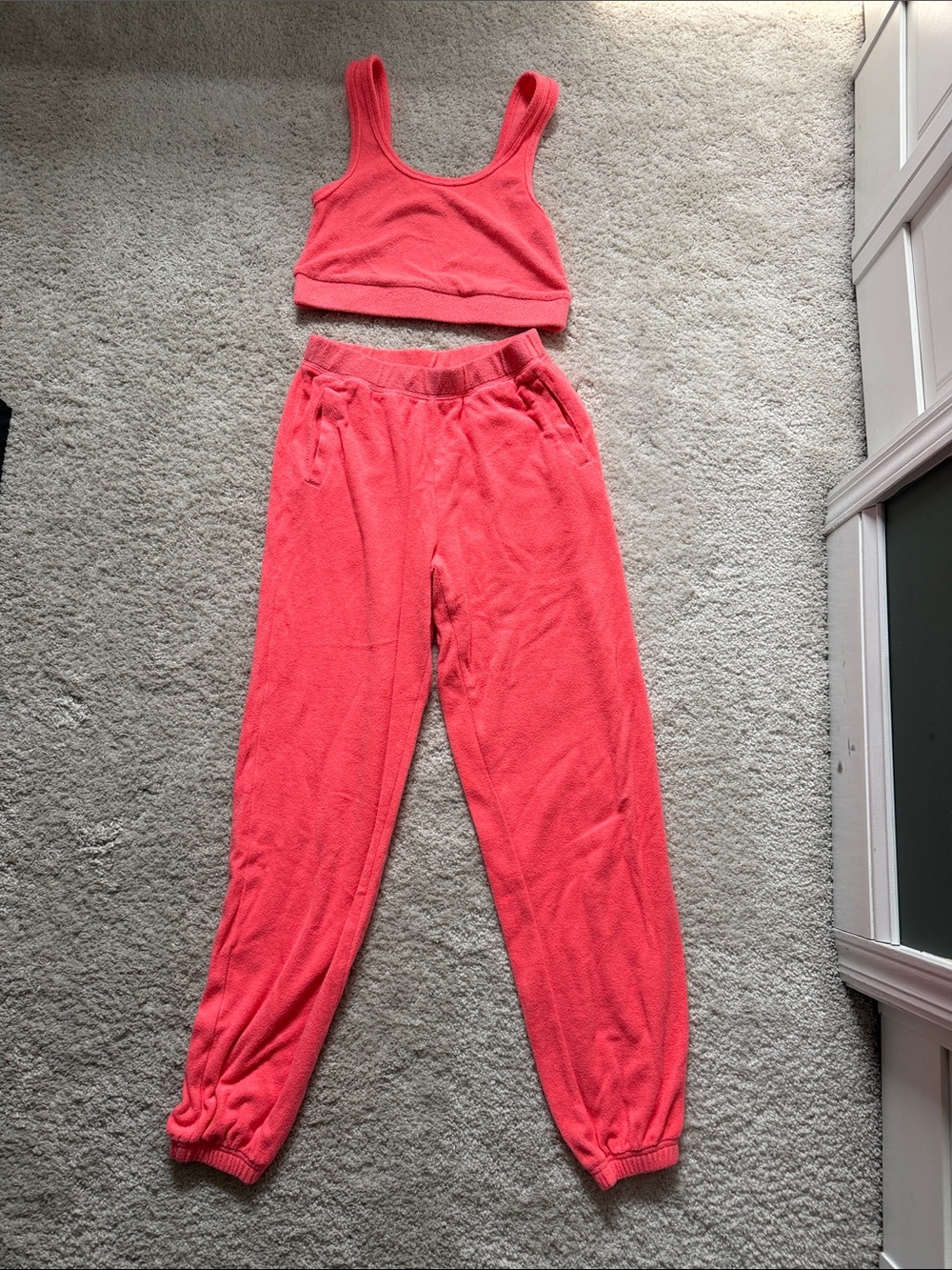 Offline Coral Fleece Jogger Pants & Crop Tank Set - Women